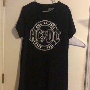 AC/DC black slip dress with lace bottom.